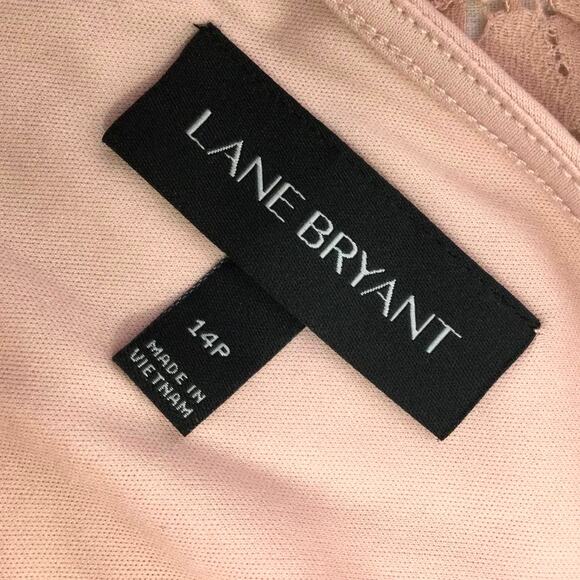 Lane Bryant Women's Romantic Feminine Lace Flounce Sleeve Pink Dress Size 14P - Picture 6 of 14